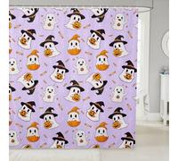 Homemissing Happy Halloween Shower Curtain for Bathroom Decor Kids 150x180cm Light Purple Cute Ghost Bath Curtain for Boys Girls Teens Pumpkin Candy Spooky Trick or Treat Bathroom Accessories