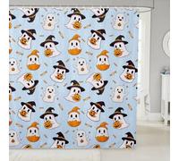 Homemissing Happy Halloween Shower Curtain for Bathroom Decor Kids 180x180cm Light Blue Cute Ghost Bath Curtain for Boys Girls Teens Pumpkin Candy Spooky Trick or Treat Bathroom Accessories