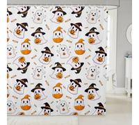 Homemissing Happy Halloween Shower Curtain for Bathroom Decor Kids 180x200cm White Cute Ghost Bath Curtain for Boys Girls Teens Pumpkin Candy Spooky Trick or Treat Bathroom Accessories