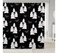 Homemissing Happy Halloween Shower Curtain for Bathroom Decor Kids 180x240cm Cute Ghost Black Bat Animal Bath Curtain for Boys Girls Teens Black Spooky Trick or Treat Bathroom Accessories