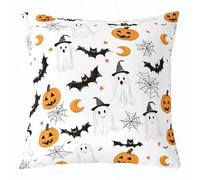 Homemissing Happy Halloween Throw Pillow Covers 40x40cm Soft Cute Ghost Decor Pillowcases for Kids Teens Adults Pumpkin Lantern Bat Cobweb Spider Spooky Cushion Case Room Decor