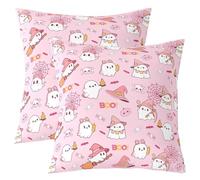Homemissing Happy Halloween Throw Pillow Covers Set of 2 Cute Ghost Cushion Covers Spider Spooky Pillow Case for Couch Sofa Pumpkin Lantern Cushion Case Kids Boys Girls Bedroom Decor 50x50cm