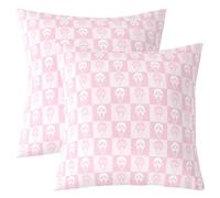 Homemissing Happy Halloween Throw Pillow Covers Set of 2 Gothic Ghost Square Cushion Covers Light Pink Pillow Case Halloween Plaid Cushion Case for Couch Sofa Bedroom Decor 60x60cm
