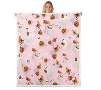 Homemissing Happy Halloween Warm Cozy Baby 30x40Inch Horror Theme Fleece Throw Blanket for Kids Boys Girls Decor Pumpkin Sherpa Blanket Plush Fuzzy Soft Microfiber Pink Witchcraft Bedroom Decor