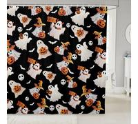 Homemissing Happy Halloween Waterproof Polyester Fabric 180x240cm Horror Theme Shower Curtain for Bathroom Decor for Kids Boys Girls Decor Pumpkin Bath Curtain Soft Witchcraft