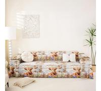 Homemissing Highland Cow Cushion Couch Covers Pet Friendly Highland Cattle Sofa Covers Washable Rustic Country Soft Sectional Cat Scratch Couch Protectors Furniture Slipcovers Non-slip,231x300cm