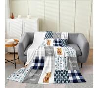 Homemissing Highland Cow Flannel Fleece Blanket Single 50"x60" Highland Cattle Plush Throw Blanket for Boys Girls Children Animal Arrow Blanket Room Decor Farmhouse Western Decor
