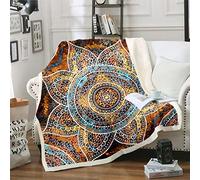 Homemissing Hippie Mandala Sherpa Blanket Boho Mandala Paisley Fleece Throw Blanket Bohemian Exotic Floral Plush Blanket for Sofa Bed Flowers Baby 30x40 Inch
