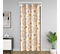Homemissing Hippie Peace Art 30%-50% Room Blackout Curtain Retro Flower Door Curtain for Privacy Peace Sign Artwork 60S 70S Groovy Floral Blossom Room Divider Curtain 106x203cm Khaki Window Treatment