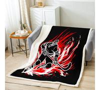 Homemissing Hockey Sherpa Blanket Ice Sports Games Kids Boys Girls Fleece Throw Blanket Winter Sports Plush Blanket for Bed Sofa Couch Sports Games Fuzzy Blanket Double 60x79Inch