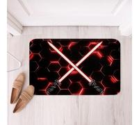 Homemissing Honeycomb Bathroom Rugs Microfiber 16x24Inch Red Black Geometric Floor Doormats Non-Slip Neon Glitter Hexagon lightsaber Bathroom Accessories Bath Mats Soft Door Mat