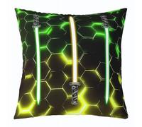 Homemissing Honeycomb Cushion Covers Set of 1 40x40cm Neon Light Geometric Throw Pillow Covers lightsaber Decor Pillowcase Gradient Yellow Green Black Indoor Outdoor Super Soft