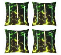 Homemissing Honeycomb Throw Pillow Covers Set of 4 45x45cm Neon Light Geometric Cushion Case lightsaber Decor Pillowcase Gradient Yellow Green Black Indoor Outdoor Super Soft