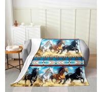 Homemissing Horse Flannel Blanket Plush Fuzzy Baby 30x40Inch Kids Galloping Horse for Bed Couch Chair Living Room for Boys Girls Southwestern Aztec Rustic Wild Western Cowboy Farm Fleece Throw Blanket