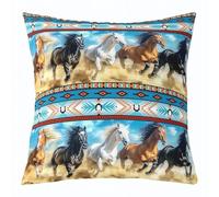 Homemissing Horse Throw Pillow Covers 60x60cm Soft Kids Galloping Horse Decor Pillowcases for Boys Girls Teens Southwestern Aztec Boho Rustic Wild Western Cowboy Farm Cushion Case Room Decor