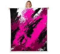Homemissing Hot Pink and Black Fleece Throw Blanket Baby 30x40Inch Abstract Minimalist Sherpa Blanket Plush Fuzzy for Boys Girls Modern Geometric for Bed Couch Chair Living Room Microfiber Lightweight