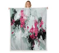 Homemissing Hot Pink Black Grey Fleece Throw Blanket Baby 30x40Inch Abstract Geometric Sherpa Blanket Plush Fuzzy for Boys Girls Modern Art for Bed Couch Chair Living Room Microfiber Lightweight