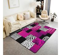 Homemissing Hot Pink Leopard Area Rug 100 * 150cm Animal Print Living Room Rugs for Kids Boys Girls Bedroom Zebra Decor Carpet with Non-Slip Backing Abstract Indoor Floor Mat Soft Polyester