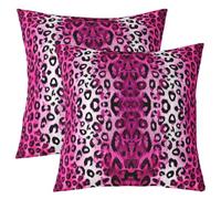 Homemissing Hot Pink Leopard Throw Pillow Covers Set of 2 Animal Print Square Cushion Covers Cheetah Pillow Case Modern Ombre Effects Cushion Case for Couch Sofa Safari Bedroom Decor 60x60cm