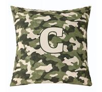 Homemissing Hunting Camo Throw Pillow Covers 1 Pcs Green Hunter Camouflage Square Cushion Covers Personalized Initial C Pillow Case Cushion Case for Couch Sofa Bedroom Decor 45x45cm