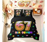 Homemissing Ice Cream Meme 6-7 Duvet Cover Double Size 7 Piece for Kids Women Men Funny 6-7 Complete Bedding Set -1 Duvet Cover,1 Flat Sheet,1 Fitted Sheet,2 Cushion Cases,2 Pillowcases