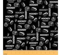 Homemissing Ice Hockey Upholstery Fabric Hockey Player Fabric by The Yard Puck Hockey Waterproof Outdoor Fabric for Chairs Ice Sports Games Black White Reupholstery Fabric 2 Yards (L184*W150cm)