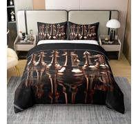 Homemissing International Chess Duvet Cover 100% Cotton Single Size Knight Chess Comforter Cover for Boys Girls Board Game Bedding Set 2Pcs Room Decor Breathable Soft Lightweight Microfiber