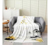 Homemissing Japanese Plush Throw Blanket Gold Mountain Flannel Blanket Single 50x60Inch Trees Natural Scenery Art All Season Nature Lover Gift for Couch Bed Sofa Bedroom Decor