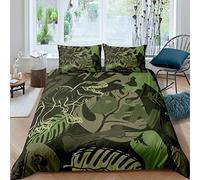 Homemissing Jurassic Dinosaur Comforter Cover T-Rex Bones Bedding Set Prehistoric Jungle Animals Duvet Cover for Kids Boys Girls Cute Cartoon Dino Bedding & Linen Single
