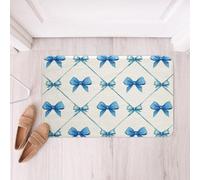 Homemissing Kawaii Bowknot Polyester Bath Rug Dreamy Princess Style Soft Fleece Door Carpet for Kids Boys Girls Cute Bow Non Slip Bath Mat Blue Bow Tie Bathroom Floor Indoor Doormat,20x32 Inch