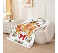 Homemissing Kawaii Gingerbread Man Throw Blanket Red Bow Soft Fleece Sherpa Cozy Fuzzy Plush Warm Merry Christmas Fuzzy Plush Throw Baby 30x40Inch for Bed Couch Living Room