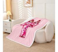 Homemissing Kawaii Pink Bow Fleece Throw Blanket Personalized Initial T Sherpa Blanket Plush Fuzzy Monogrammed Baby 30x40Inch Cute Coquette Bow Knot for Bed Couch Chair Living Room Bedroom Decor