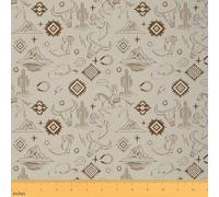 Homemissing Khaki Western Aztec Upholstery Fabric for Chairs 3 Yards (L276*W150cm) Wild Western Cowboy for Home DIY, Waterproof Indoor Outdoor Horse Bull Skull Rustic Tribal Fabric by The Yard