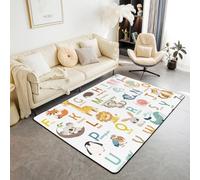Homemissing Kids ABC Alphabet Area Rug 150*200cm for Bedroom Alphabet Animal Educational Living Room Rugs Non-slip for Toddler Boys Decor Carpet Cartoon Animal Indoor Floor Mat Colorful Zoo for Home