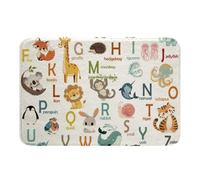 Homemissing Kids ABC Alphabet Bathroom Rugs Alphabet Animal Educational Bath Mats Microfiber for Toddler Boys Girls Cartoon Animal Floor Doormats Non-Slip 16x24Inch Colorful Zoo Soft