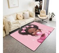 Homemissing Kids Black Girls Living Room Rugs for Bedroom Area Rug 100 * 150cm Black Magic Bow Girl Decor Carpet African American Princess Indoor Floor Mat Soft Non-slip