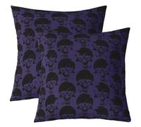Homemissing Kids Black Purple Sugar Skull Throw Pillow Covers Set of 2 40x40cm Gothic Skull Decor Pillowcase For Boys Girls Teens Boho Bedroom Decor Halloween Themed Cushion Case