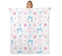 Homemissing Kids Bowknot Fleece Throw Blanket Single 50x60Inch Cute Bow Butterfly Fuzzy Blanket for Bed Sofa Couch Princess Themed Sherpa Blanket Fuzzy Blanket Room Decor