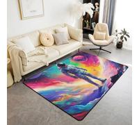Homemissing Kids Boys Space Astronaut Decor Carpet Colorful Galaxy and Astronaut Patterns Living Room Rugs for Bedroom Area Rug 100 * 150cm Outer Space Indoor Floor Mat
