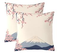 Homemissing Kids Cherry Blossoms Throw Pillow Covers 50x50cm Set of 2 Boys Girls Spring Sakura Flower Decorative Pillowcase Japanese Style Cushion Cover Fuji Mountain Decor Outdoor Pillows Covers