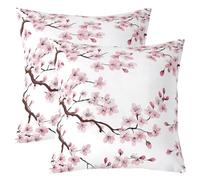 Homemissing Kids Cherry Blossoms Throw Pillow Covers 50x50cm Set of 2 Boys Girls Spring Sakura Flower Decorative Pillowcase Japanese Style Cushion Cover Floral Botanical Outdoor Pillows Covers