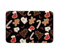 Homemissing Kids Christmas Theme Bathroom Rugs 20"x32" Cute Xmas Gingerbread Man Candy Cane Bath Mats Boys Girls Winter Gloves and Socks Happy New Year Bathroom Accessories Floor Doormats Room Decor