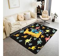 Homemissing Kids Cute Cartoon Dinosaur Living Room Rugs Area Rug 100 * 150cm Personalized Initial L Decor Carpet for Boys Girls Kawaii Jungle Dino Funny Alphabet Pattern Indoor Floor Mat Room Decor