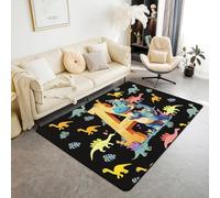 Homemissing Kids Cute Cartoon Dinosaur Living Room Rugs Area Rug 150 * 200cm Personalized Initial A Decor Carpet for Boys Girls Kawaii Jungle Dino Funny Alphabet Pattern Indoor Floor Mat Room Decor