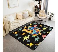 Homemissing Kids Cute Cartoon Dinosaur Living Room Rugs Area Rug 150 * 200cm Personalized Initial H Decor Carpet for Boys Girls Kawaii Jungle Dino Funny Alphabet Pattern Indoor Floor Mat Room Decor