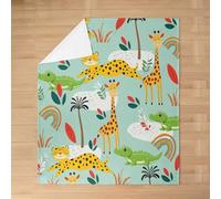 Homemissing Kids Cute Giraffe Tiger Flannel Blanket Plush Fuzzy Single 50x60Inch Crocodile Fleece Throw Blanket for Boys Girls Room Decor Zoo Animal Wildlife for Bed Couch Chair Living Room Women Men