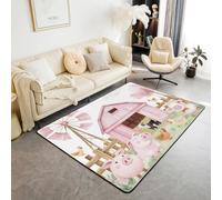 Homemissing Kids Cute Pink Pig Living Room Rugs for Bedroom Area Rug 100 * 150cm Cartoon Cow Chicken Decor Carpet for Boys Girls Teens Kawaii Western Farmhouse Animals Indoor Floor Mat Room Decor