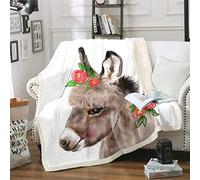 Homemissing Kids Donkey Blanket for Girls & Boys - Cute Little Donkey Cartoon Farm Animal Fleece Flannel Blanket - Single, 50x60 Inch