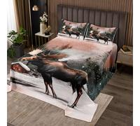 Homemissing Kids Elk Deer Bedspread King Size Antler Hunting Coverlet Set for Boys Girls Teens Western Lodge Cabin Farmhouse Wildlife Animal Quilted Coverlet Room Decor