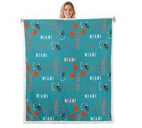Homemissing Kids Football Fleece Throw Blanket Baby 30x40Inch Miami Sherpa Blanket Plush Fuzzy for Boys Girls Teens Bedroom Decor American Football City Blue Orange Soft Women Men Rugby Sports